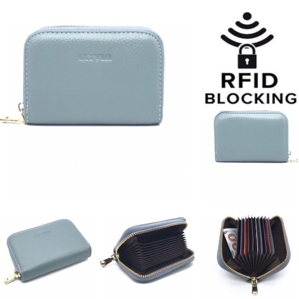 RFID Blocking Leather Zip Around Wallet